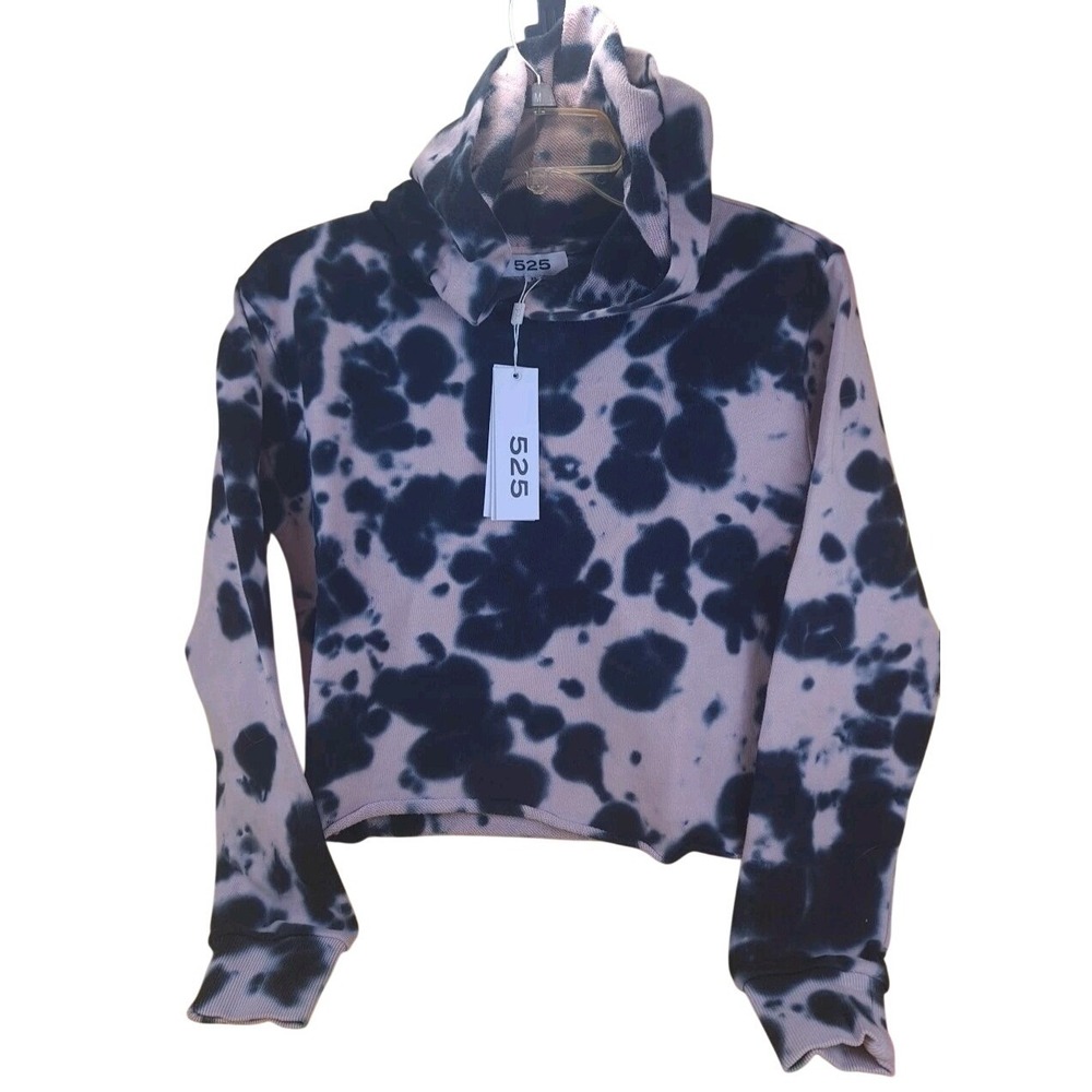 525 America Revolve Cropped Tie Dye Hoodie Sz XSmall Black Pink Pullover